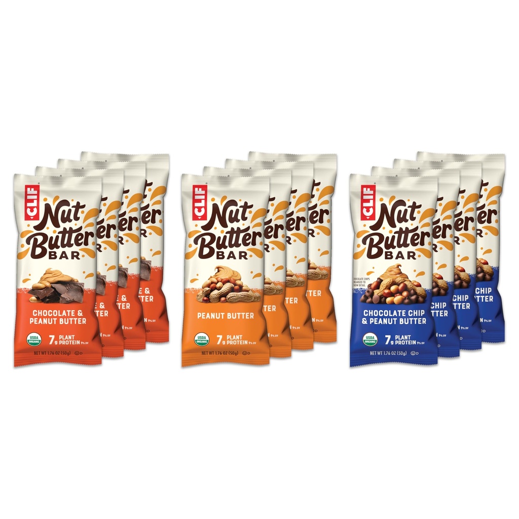 CLIF pähklivõi baar - sordipakett - maapähklivõi täidetud energiabaarid - mitte-GMO - USDA orgaaniline - taimepõhine - madal glükeemiline - 1,76 oz. (12 krahv)