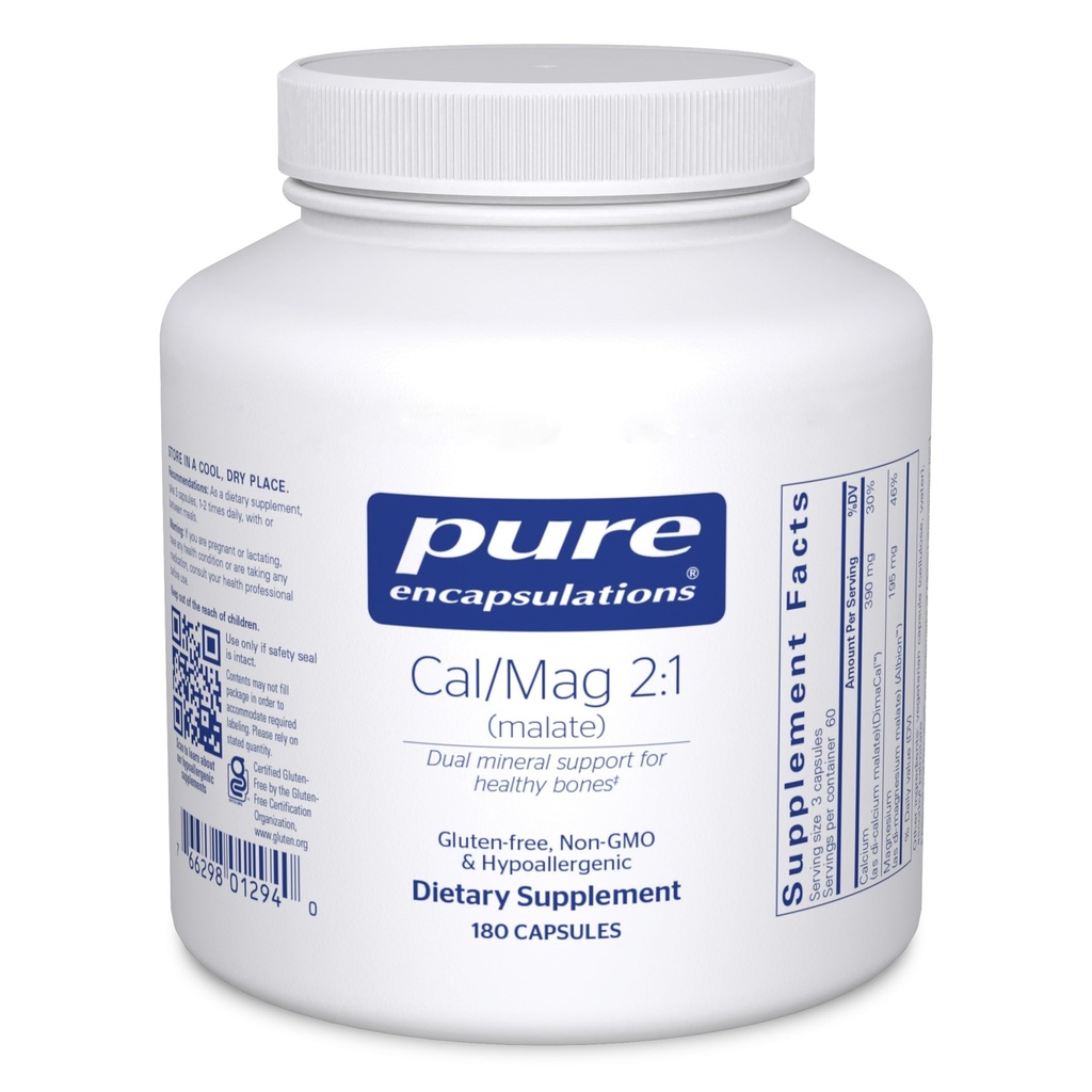 Puhtad kapslid Cal / Mag (malaat) 2: 1 - Kaltsium ja magneesium (malaat) - luu tervise lisand * - optimaalne imendumine - vegan ja gluteenivaba - 180 kapslit
