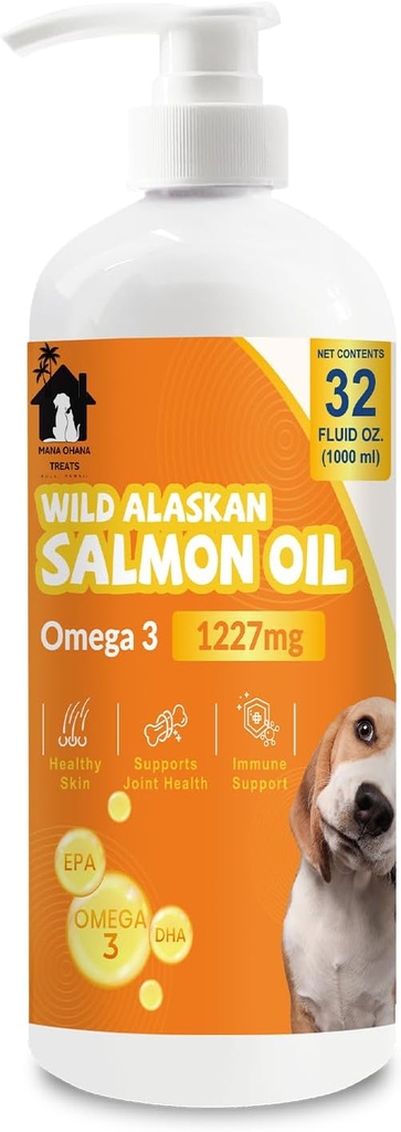 Lõheõli koertele ja kassidele | Omega 3 kalaõli lisand tervislikule nahale ja kate, liigeste ja luude tugi, allergia ja põletiku kaitse | 32oz