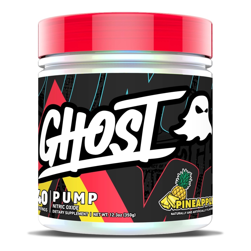GHOST Pump Lämmastikoksiidi pulber, ananass - 40 serveerimist - suhkruvabad ja rasvavabad eeltreeningulisandid - L-tsitrulliin, arginitraat ja L-glutatioon - soja ja gluteenivaba, vegan