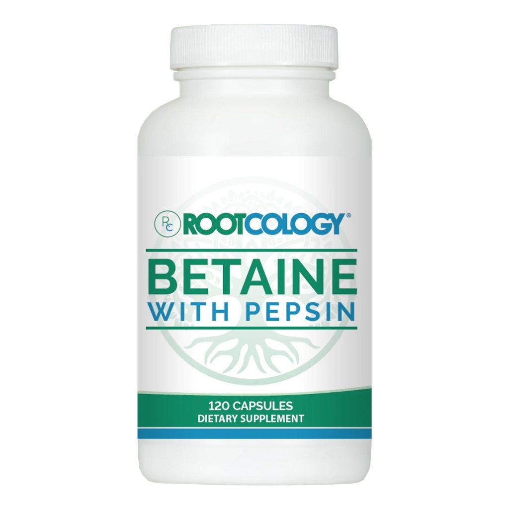 Rotkoloogia Dr Izabella Wentz | Betaine koos Pepsin | 750mg Betaine HCl koos 50mg Pepsin seedimist toetada | 120 kapslit