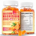 Kaltsium Magneesium Tsink Gummies koos D3 & B6 & K2, 1000mg Kaltsium Gummies 300mg Magneesium Toetus Immuunenergia täiskasvanutele ja teismelistele, Suhkruvaba(120Count)