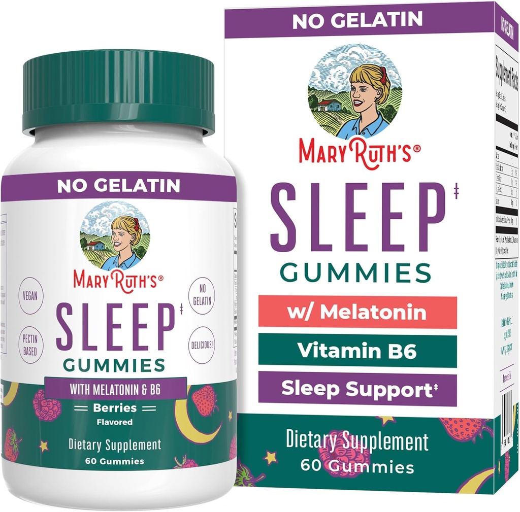 MaryRuth Organics Melatoniin Gummies | 5 mg unekummid vitamiiniga B6 | Valmistatud orgaanilisest roosuhkrust | Lõõgastav ja unetugi täiskasvanutele | Vegan | Mitte-GMO | Gluteenivaba | 60 loend