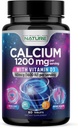 Kaltsium 1200mg koos D3-vitamiiniga parimaks imendumiseks - täiustatud luude tugilisand, 1200 mg kaltsiumkarbonaati ja 1600 IU D-vitamiini3, aeglane vabanemine immuunsuse toetamiseks, lihtne neelata, 60 tabletti