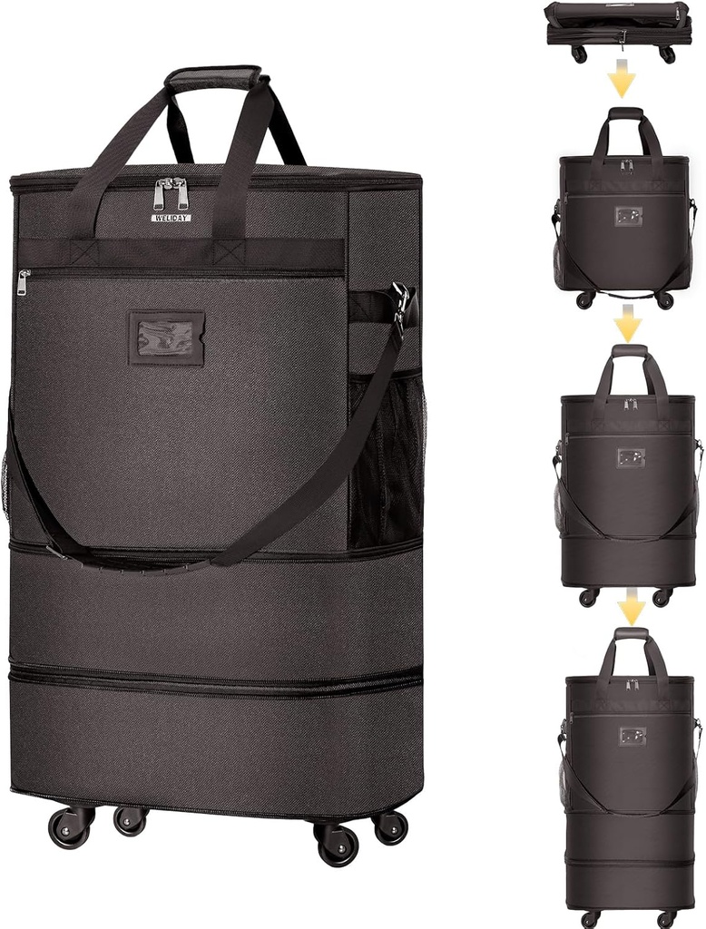 Kohvrid ratastega Laiendatav Pagasikott Kokkupandavad Kohvrid 4 universaalratast Kokkupandav Rolling Travel Case (kohv)