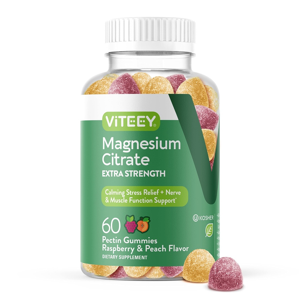 Magneesiumkummid täiskasvanutele - 170 mg magneesiumtsitraatkummi rahu, une, närvide ja lihaste funktsiooni toetamiseks - vegan, gluteenivaba - 60 loend