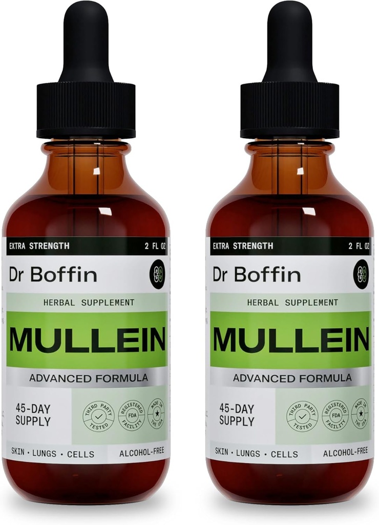 Mullein Leaf Liquid Extract 2 Fl Oz (Pack of 2) - Extra Strenght | Advanced Formula - Natural Supplement Vedel Tinktuur - Lung Cleanse ja Detox - Hingamisteede tervis ja immuunsüsteemi tugitilgad