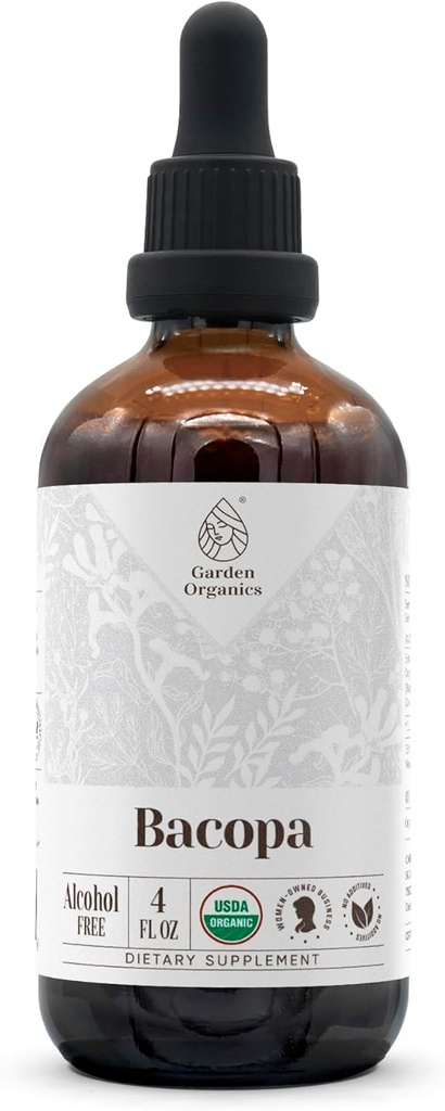 Bacopa USDA orgaaniline | Alkoholivaba ekstrakt, orgaanilised taimsed tilgad, täiendus, lõõgastav toime, positiivne kognitiivne toime | 100% orgaanilisest bakopast (Bacopa Monnieri) valmistatud tinktuur 4 oz