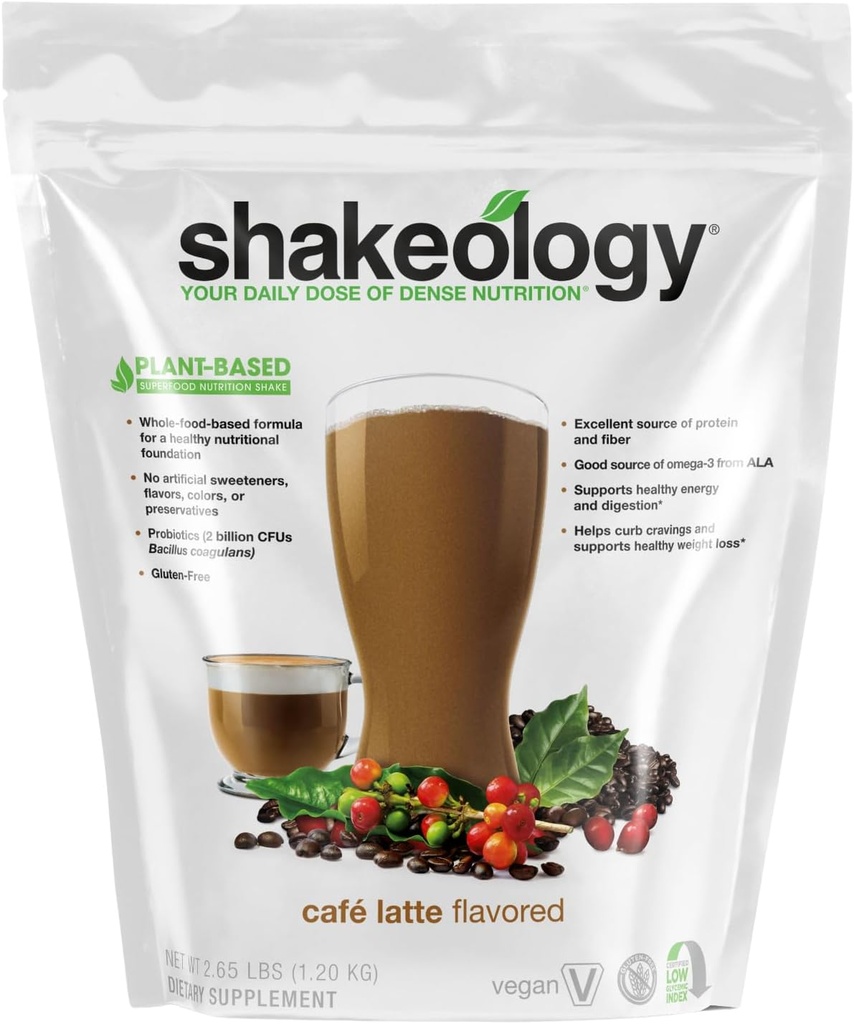 Shakeology Plant Based Protein Pulber Blend - Gluteenivaba raputamine vitamiinide ja mineraalidega - Aitab toetada kehakaalu langust, Lean Lihased, Soolestiku Tervis - Cafe Latte, 30 Servings