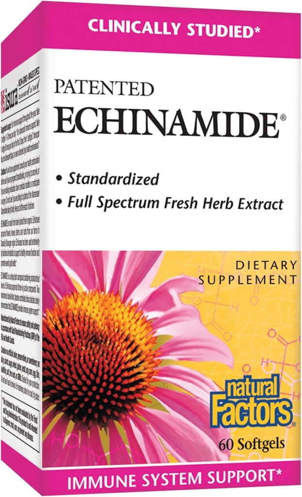 Looduslikud tegurid, Echinamide, Echinacea täiendus immuunsuse ja heaolu toetamiseks, 60 Softgels