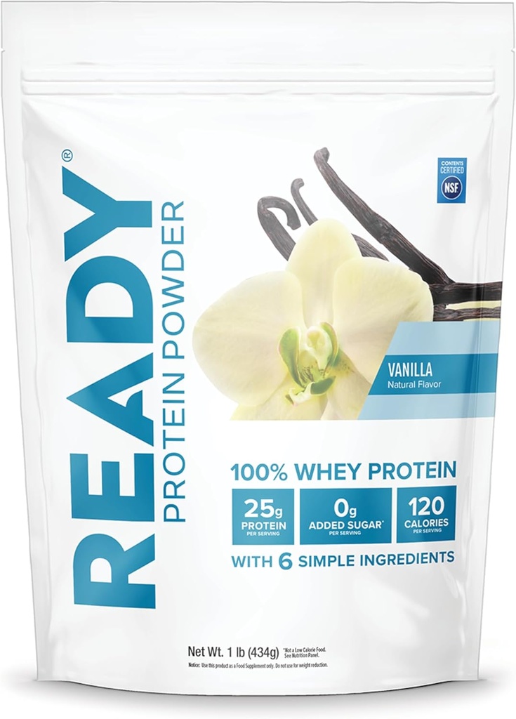 Valmis® valgupulber – 25 g vadakuvalku, 120 kalorit, 0 g lisatud suhkrut – 7 lihtsat koostisainet – ei mingeid kunstlikke lisaaineid – gluteenivaba, puhas ja looduslik – vanilje (1 naela kott)