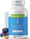 VEEZE Resveratrooli lisa 600mg 60 kapslit ja 60 serveerimist - valmistatud USAs Looduslik ja Orgaaniline Resveratrool - rikas antioksüdantide ja Trans Resveratrool heaolu toetamiseks - Premium Orgaaniline Resveratrool