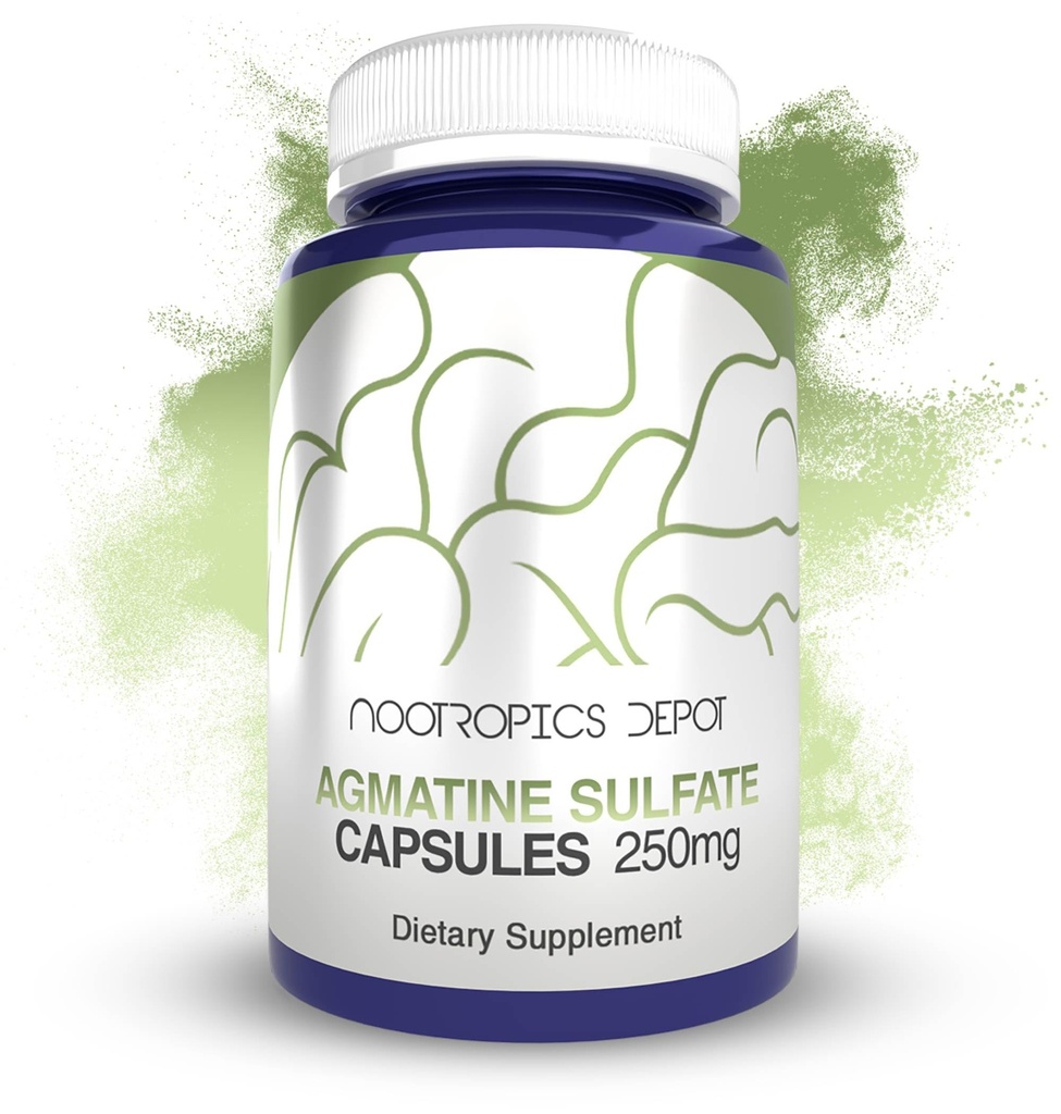 Nootropics Depot Agmatine Sulfate Kapslid | 250mg | 240 Count | Energy Supplement | Aminohape Derivative | Toetab füüsilist tugevust ja treeningu taastumist | Lämmastikoksiidi Booster