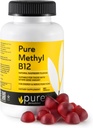 Metüül B12 Vitamiinkummid - Vegan Vitamiin B12 Metüülkobalamiinkummid täiskasvanutele ja lastele - Näritav B-12 kummi energia ja närvifunktsiooni jaoks - Gluteenivaba, piimavaba, Kosher-60 Gummies 1500 mcg