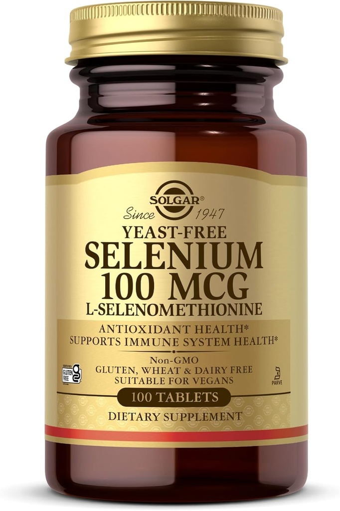 Solgar Pärmivaba Selenium 100 mcg - 100 tabletti - toetab antioksüdante ja immuunsüsteemi tervist - mitte-GMO, gluteenivaba, piimavaba, Kosher - 100 serveerimist
