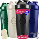 4 PAKK, 28 oz Võimsate traadiviitsadega purgid valgusegude jaoks | Lekkimiskindel Blender Shaker pudelipakk puhastuskäsnaga | BPA-Vaba & Nõudepesumasin Ohutu | Valgu loksuti pudel