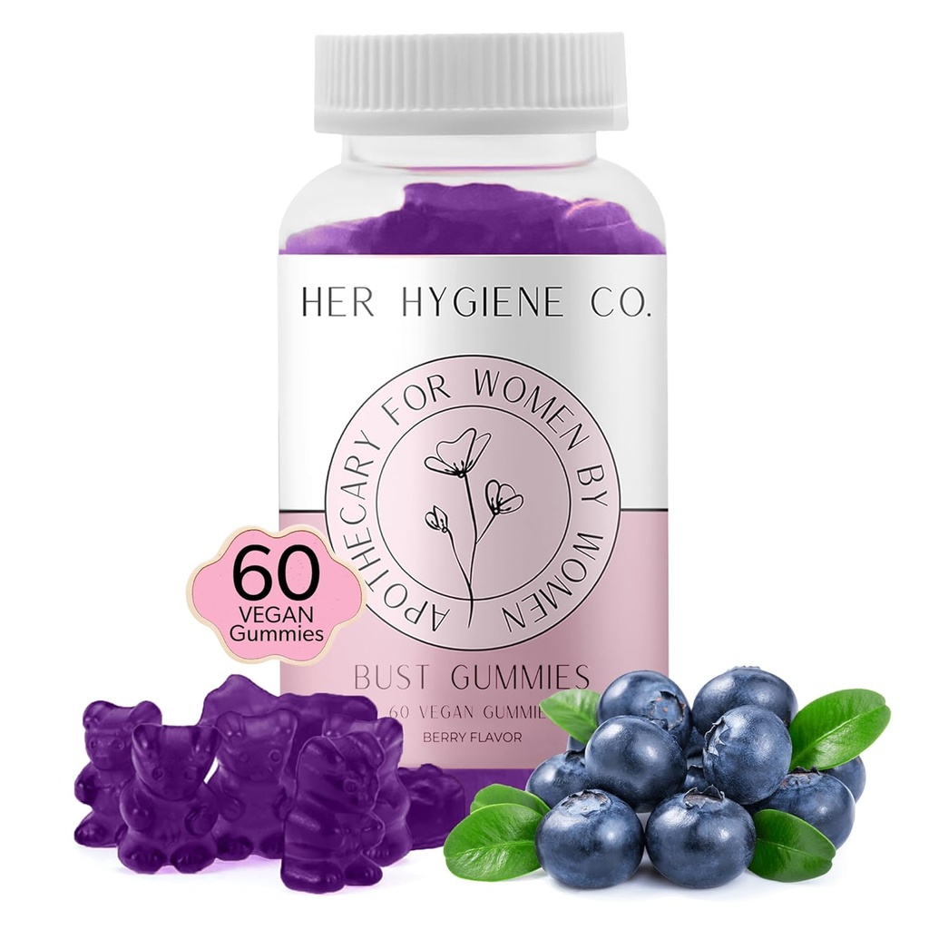 Tema Hygiene Co. Chest Support Gummies for Women, Wellness & Confidence, Natural Herbal Blend, Multivitamiini Curves, Fitness Treening Supplement, Vegan & Non-GMO, Berry Flavor, 60 Count