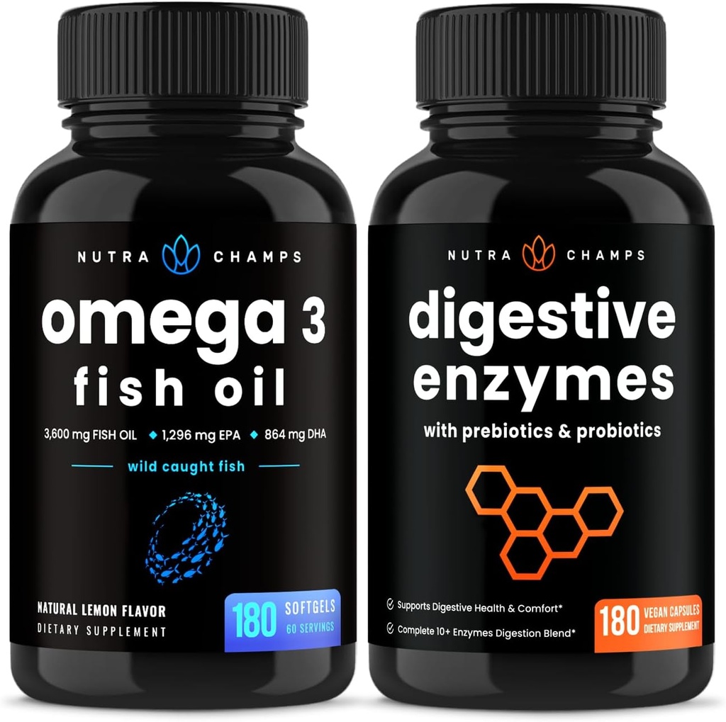 NutraChamps Omega 3 kalaõli ja seedeensüümid 2 pakendikomplekt