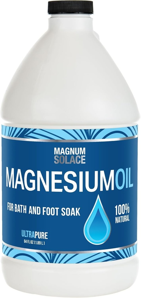 Puhas magneesiumiõli - maht 64 oz - kasutamiseks magneesiumivanni helvestega õli pihustamiseks või täitmiseks