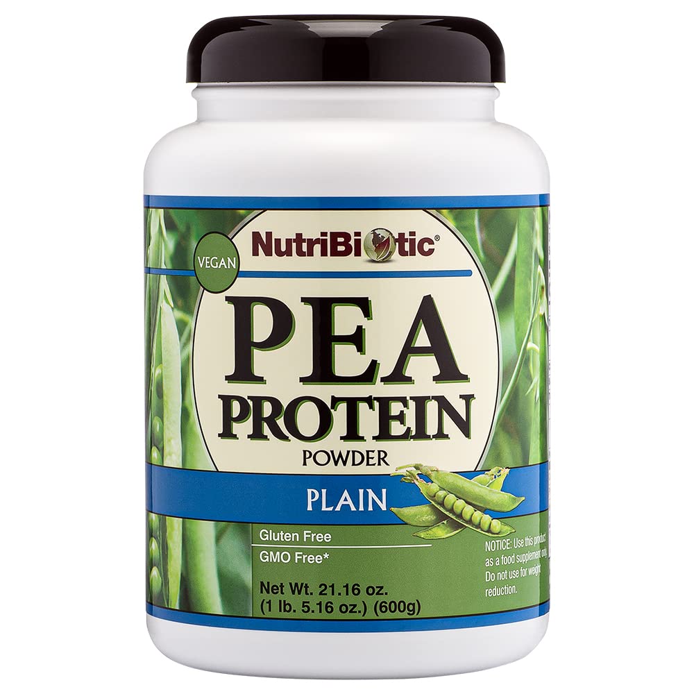 NutriBiotic Peaproteiin Plain, 21 Oz | Low Carb Vegan Plant Protein Powder | 100% kasvatatud ja töödeldud USAs | Deliciously Creamy & BCAA-Rich | Valmistatud ilma kemikaalide, GMOde ja gluteenita | Keto Sõbralik