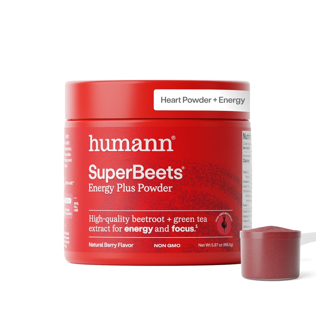 HumanN SuperBeets Energy Plus koos viinamarjaseemneekstraktiga - peedi juurepulber, roheline teeekstrakt, kofeiin, C-vitamiin, mitte-GMO, 5.87oz
