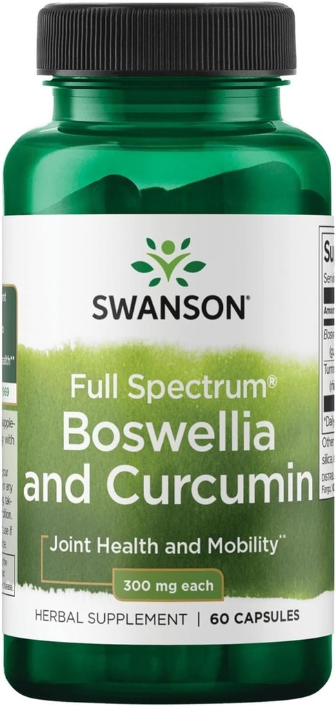Swanson Full Spectrum Boswellia ja Curcumin 60 kapslid (pakendamine võib varieeruda)