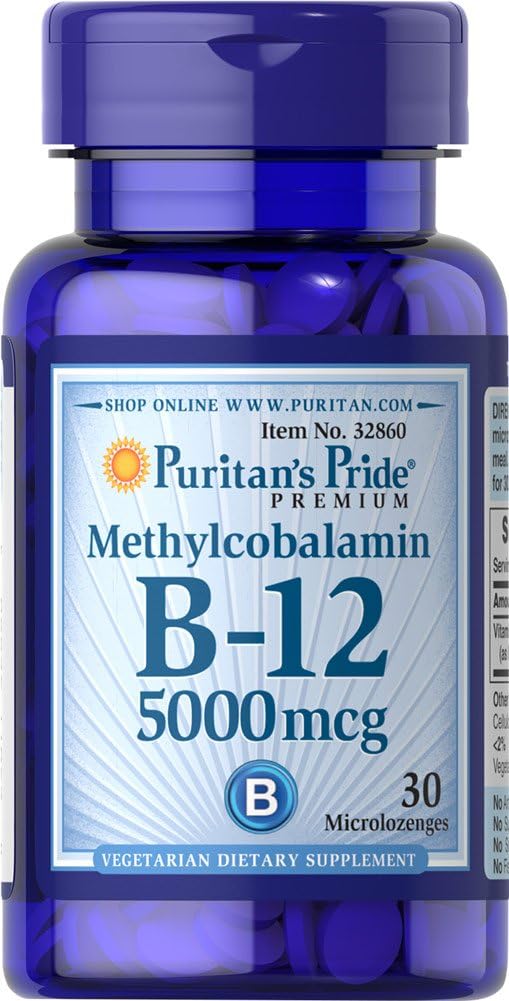 Puritaanid Pride Methylcobalamin Vitamiin B-12 5000 Mcg-30 Microlozenges, 30 Count
