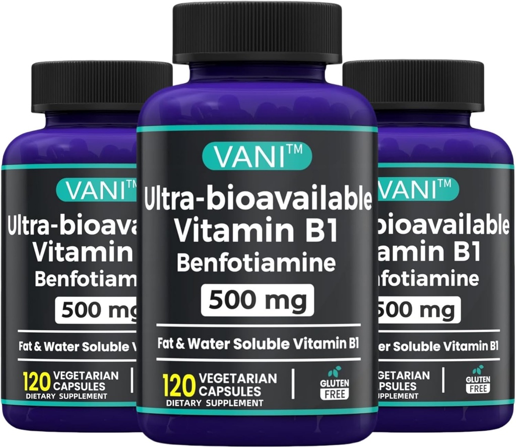 2 : 1 täiustatud valem: vitamiin B1 koos benfotiamiiniga 500 mg, vitamiini B-1 rasvlahustuv lisand, 500 mg - 120 kapslit (3)