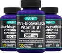 2 : 1 täiustatud valem: vitamiin B1 koos benfotiamiiniga 500 mg, vitamiini B-1 rasvlahustuv lisand, 500 mg - 120 kapslit (3)