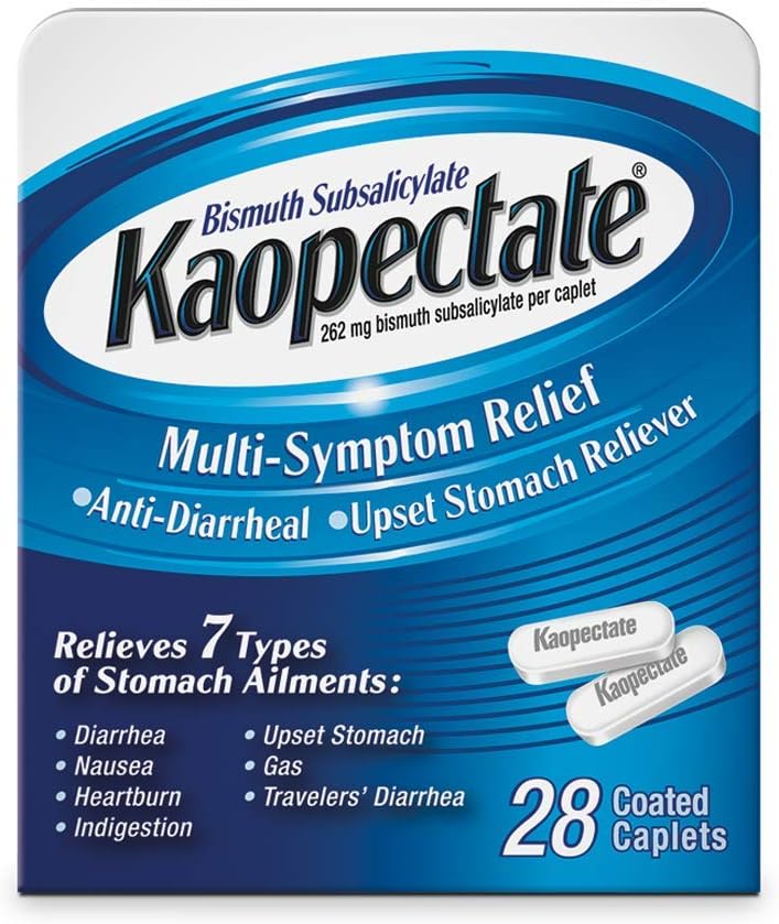 Kaopectate Multi-Symptom Anti-Diarrheal & Upset Magu Reliever, 28 Caplets, White