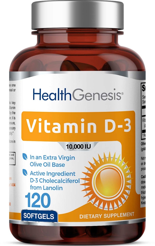 Vitamiin D-3 10000 IU 120 Softgels - kõrge potentsi ekstra neitsioliiviõli Mitte-GMO Soja-Free toetab tugev luud Immuuntervise