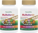 NaturesPlus Animal Parade Gold Laste multivitamiinid - sorteeritud kirss, apelsin ja viinamarjamaitsed - 60 närimistabletti, pakend 2 - taimetoitlane, gluteenivaba - 60 kokku serveerimist
