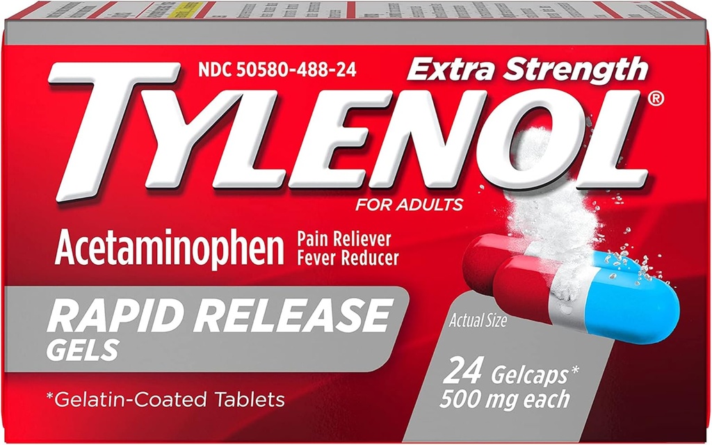 Tylenol Extra Tugevus Kiire vabastamine Gelcaps - 24 ct, Pakend 2