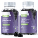 Viteey Sambucus Elderberry Gummies täiskasvanutele - Elderberry C-vitamiin ja tsink Immunity Gummies - Vegan, Gluteenivaba - 120 krahv