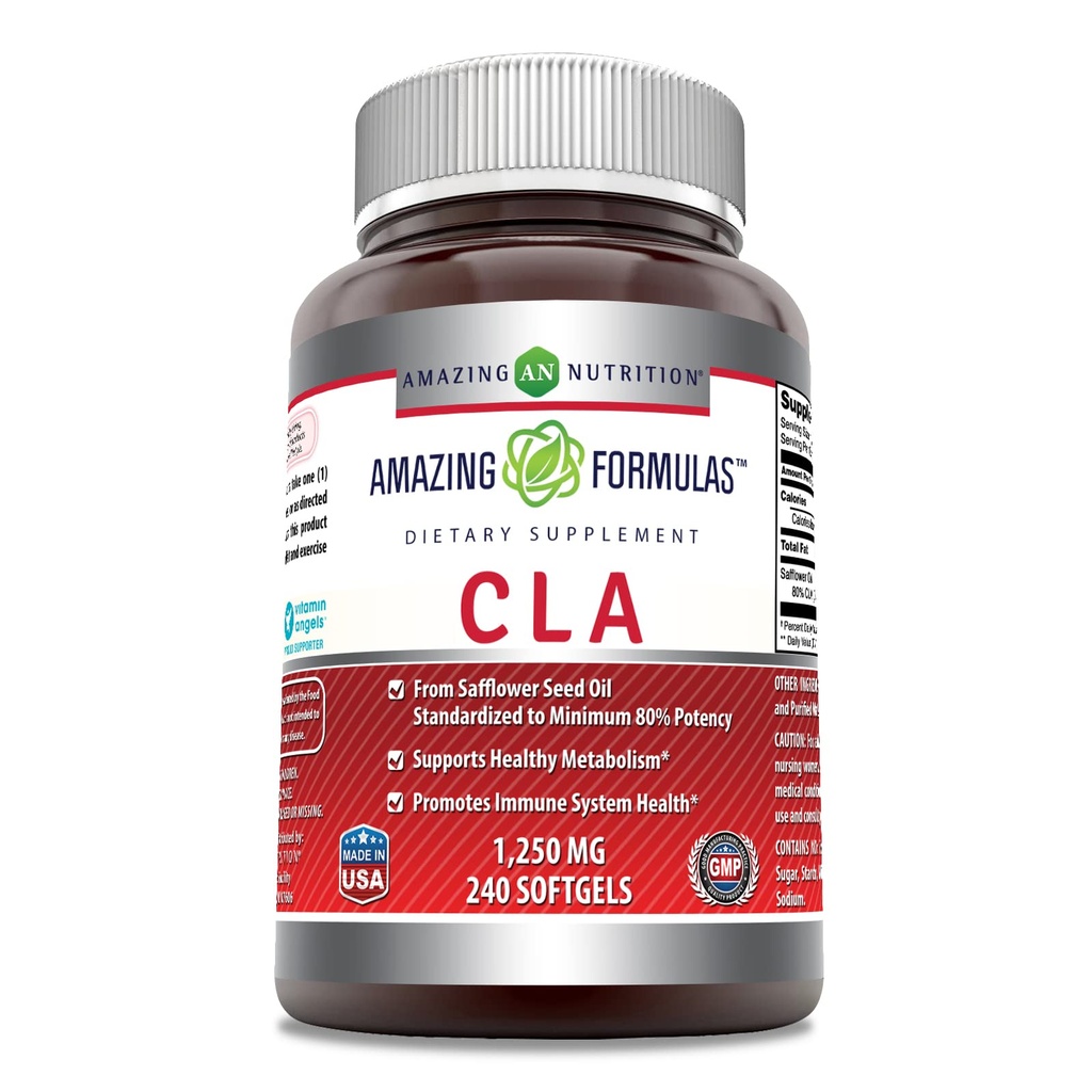 Amazing Formulas CLA | Konjugeeritud linoolhappe lisand | 1250 Mg | Softgels | Non-GMO | Gluteenivaba | Valmistatud USAs (240 Count)