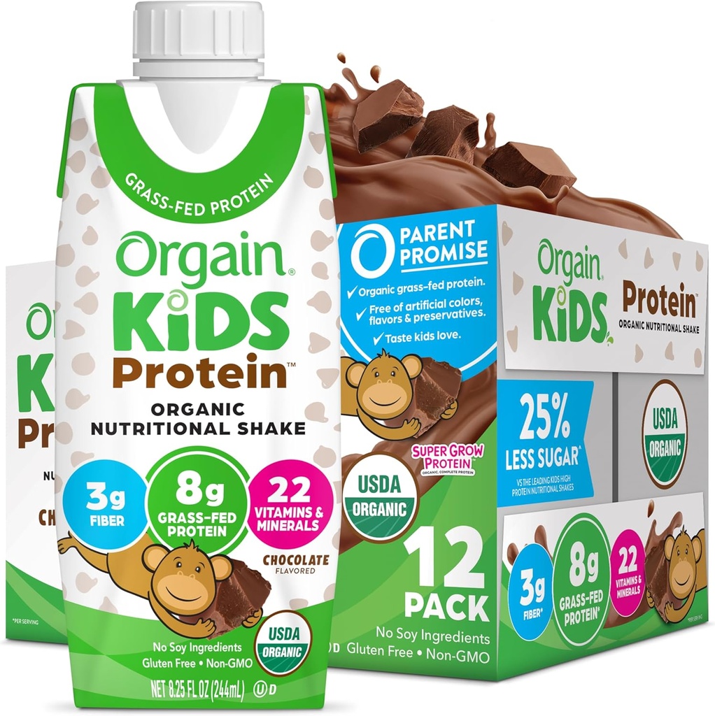 Orgaanilised lapsed Proteiin Toitumisalane raputamine, šokolaad - 8 g valku, 22 vitamiine ja mineraale, puuvilju ja köögivilju, gluteenivaba, sojavaba, mitte-GMO, 8,25 Fl Oz (12. pakk)