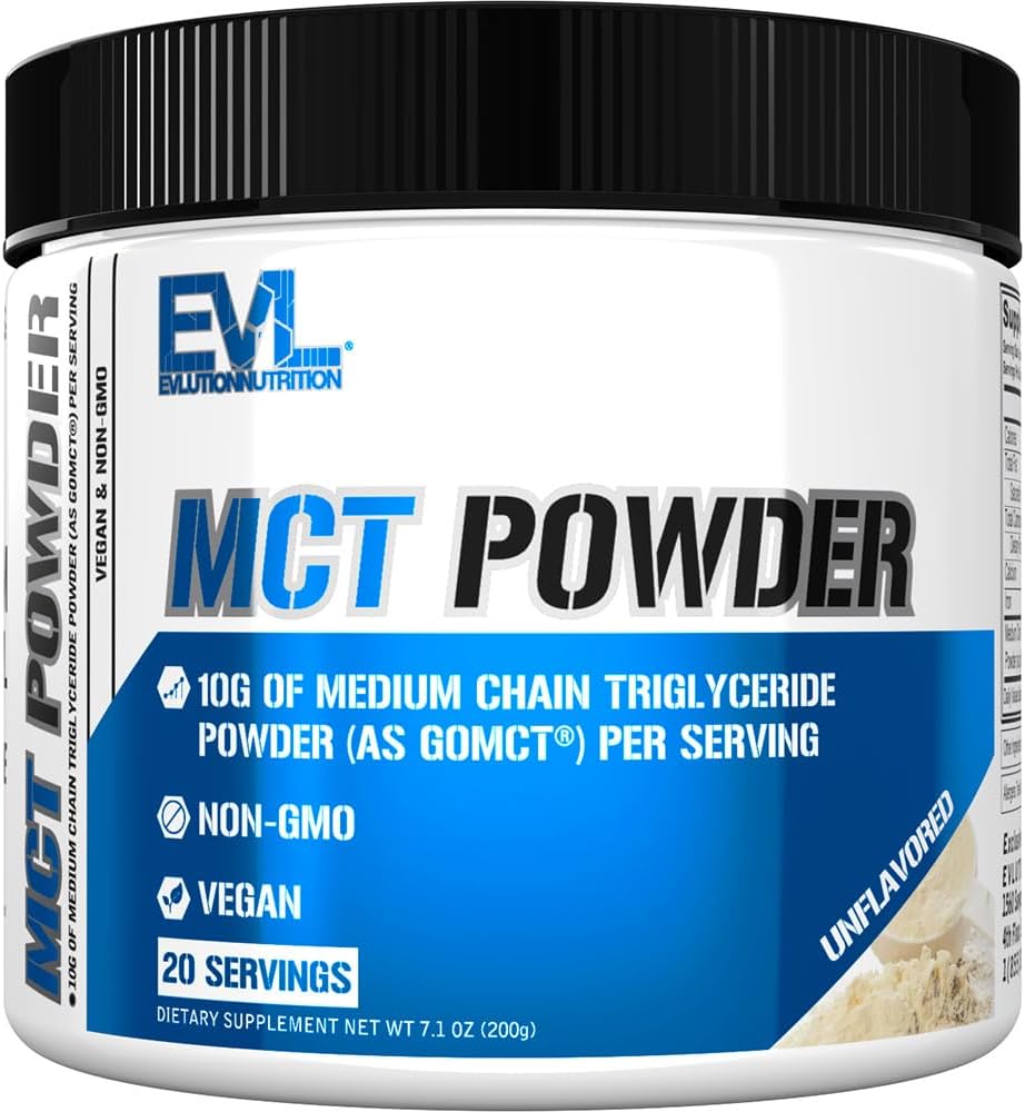 Evlution Nutrition MCT Powder - Keto Supplement - MCT Oil Powder - 10G keskmise ahelaga triglütseriidid - Aju ja keha energiajook - Rasvhappelisand - Vegan & Non-GMO - 20 Servings - Maitsestamata