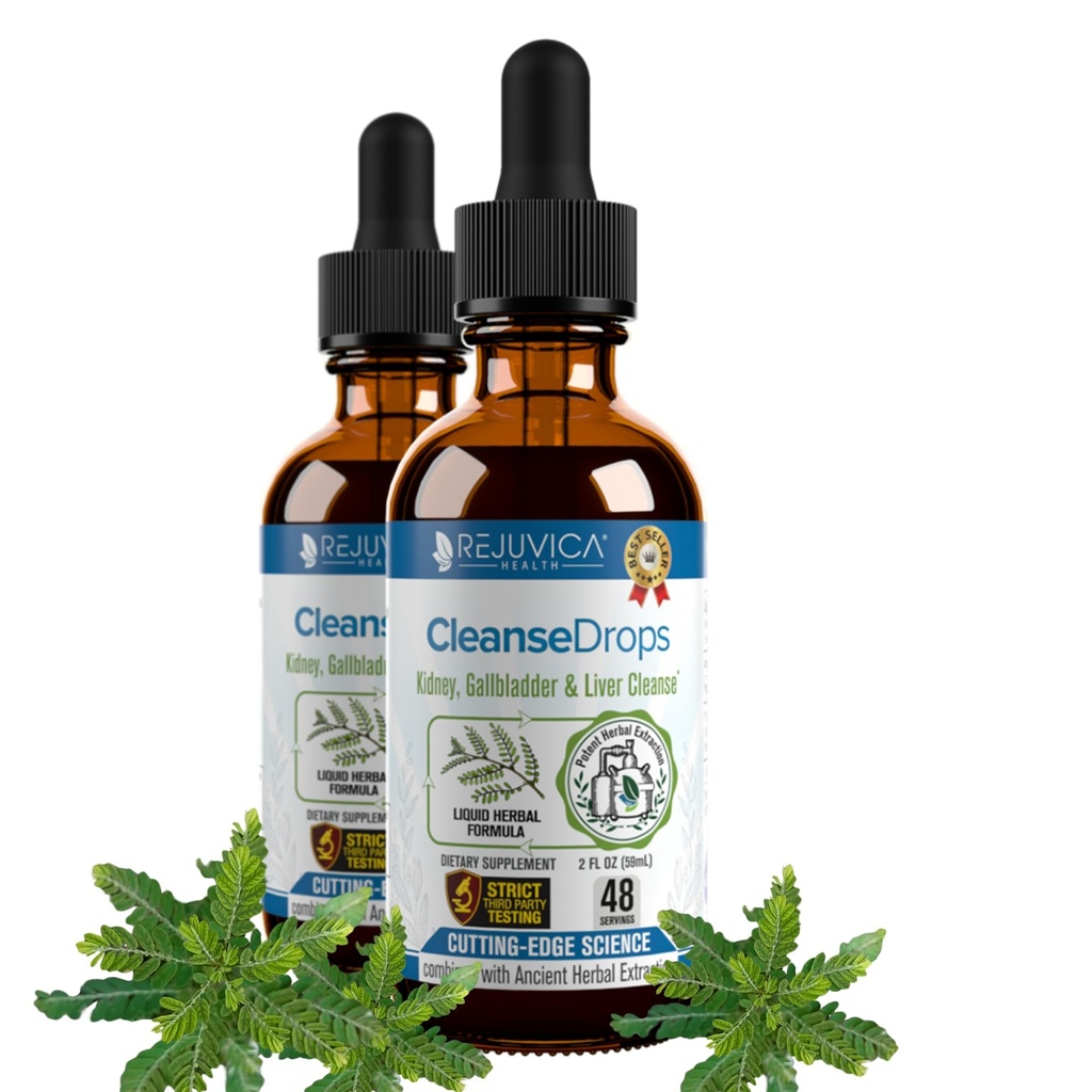 Rejuvica Health Cleanse Drops - Advanced neerude ja sapipõie puhastamise tugilisa - Vedelik kohaletoimetamine paremaks imendumiseks - Chanca Piedra Kasutatakse Amazonase vihmametsades