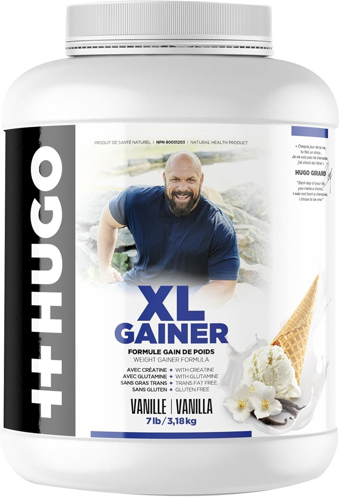 ++Hugo XL Gainer Nutrition Girard Powder | Weight Gainer Formula | with Kreatiine | with Glutamine | Trans Fat Free | Gluteenivaba | 7LB/3.18KG | Vanilla/ Šokolaadimaitse (Vanilla)
