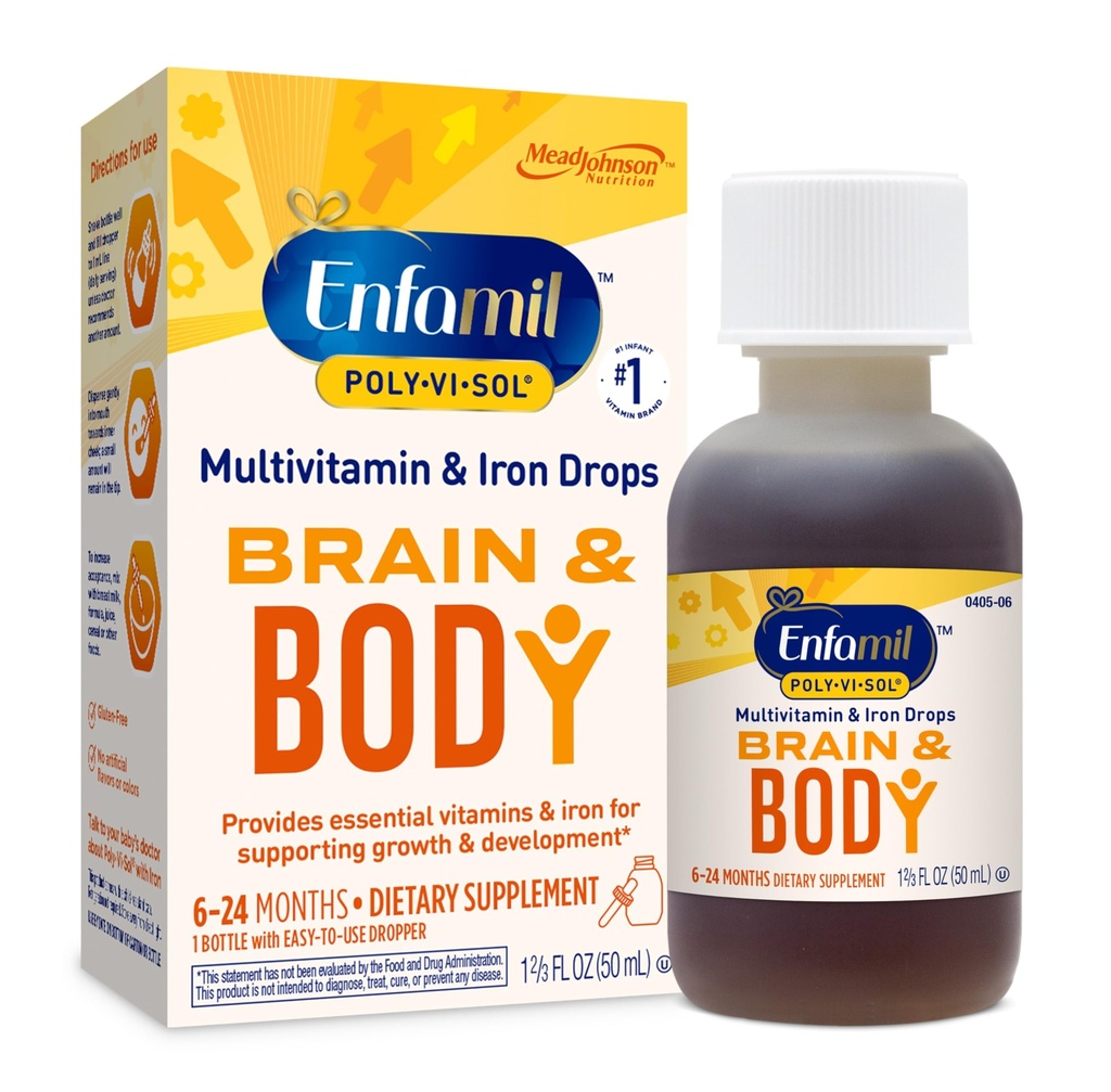 Enfamil Poly-Vi-Sol koos rauavedelate multivitamiini tilkadega, toetab kasvu ja arengut *, 50 ml pudel
