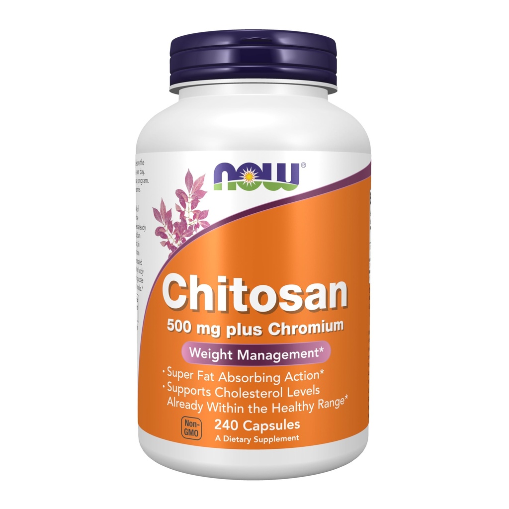NOW Supplements, Chitosan 500 mg pluss kroomi, kaalujälgimine *, 240 Veg kapslid