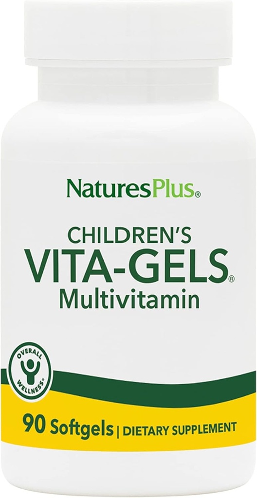 NaturesPlus Laste Vita-Gels Multivitamiin, looduslik apelsinimaitse - 90 Softgels, pakend 2 - Gluteenivaba - 180 Kokku Servings