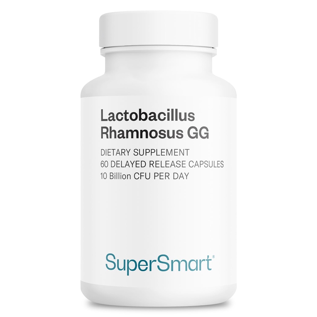 Supersmart Lactobacillus Rhamnosus GG 10 miljardit CFU päevas (LGG probiootikum koos inuliiniga) - L. Rhamnosus Supplement | Non-GMO & Gluteenivaba - 60 DR kapslid