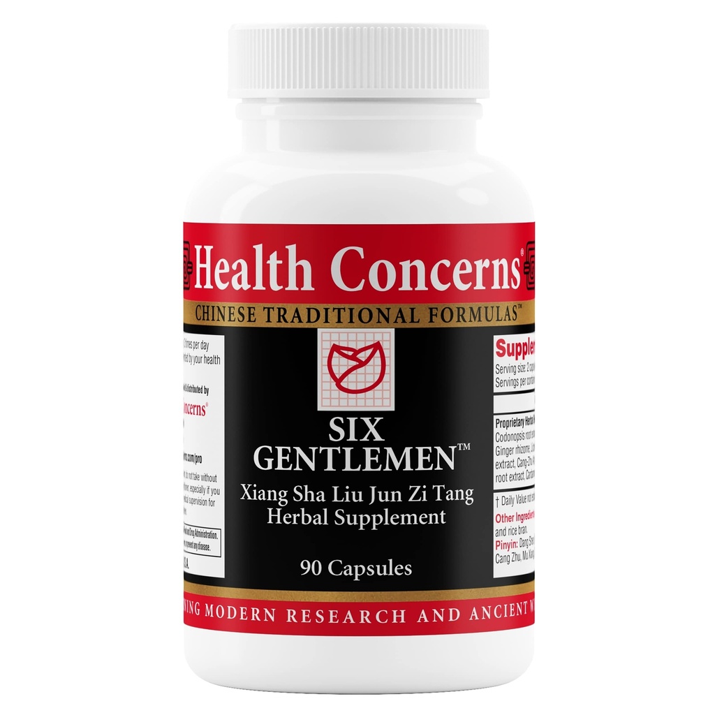 Tervisemured Kuus härrat - Seedetrakti Tervis & Qi Support Supplement - Lagritsa Juur, Ingver & Codonopsis Formula - Puhitus, gaas, iiveldus - 90 kapslit - Hiina Taimne meditsiin
