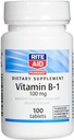 Rite Aid Vitamiin B-1 (tiamiin), 100 mg - 100 tabletti | Närvi ja lihasfunktsiooni jaoks hädavajalik | Närvi ja lihaste toetamine | Vitamiin B1 | B1 Vitamiin | Tiamiin B1 täiendus | Tiamiin B1