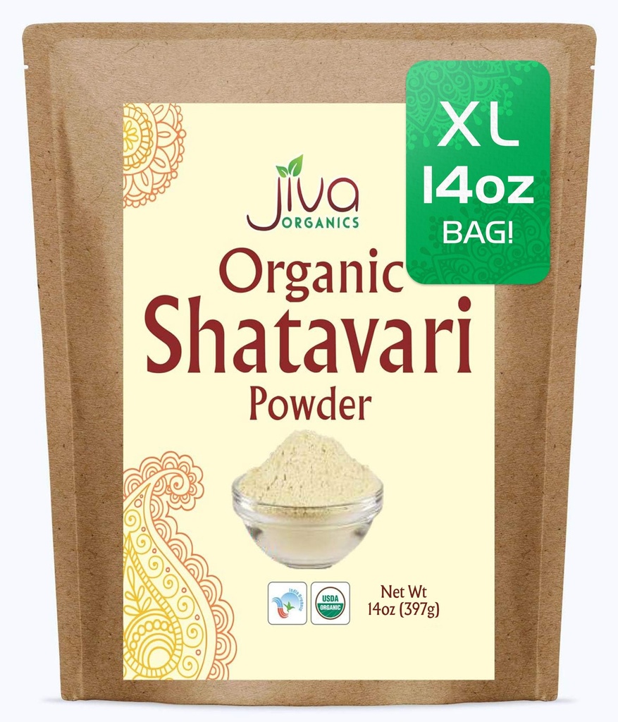 Jiva Organics Shatavari Powder 14 Ounce Bulk Bag - Asparagus racemosus - Pure Ayurveda Herb