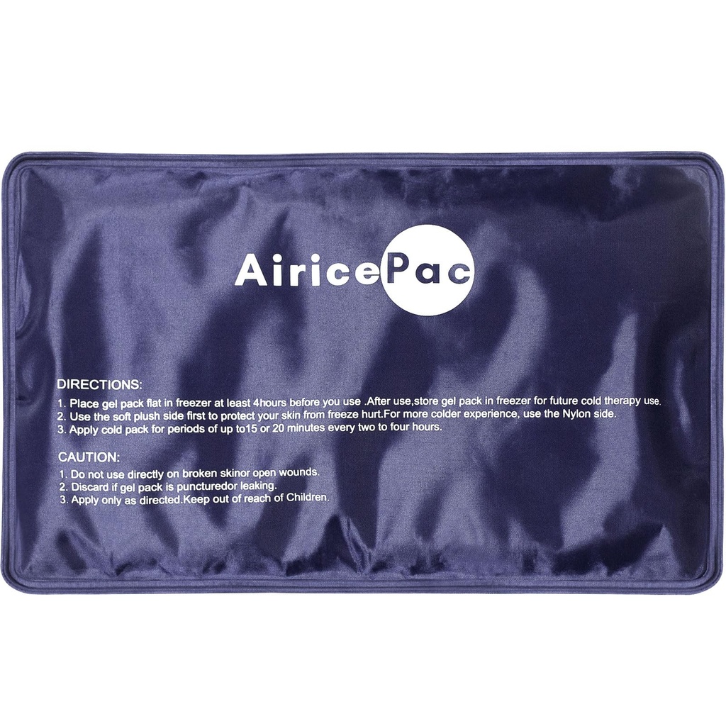 AiricePac Ice Packs vigastuste taaskasutatav, Gel Cold Pack põlvekaela õla pahkluu küünarnukk Hip Seljavalu leevendamiseks, Külm Compress Therapy turse, sinikad, kirurgia, 7 “x 11”, sinine