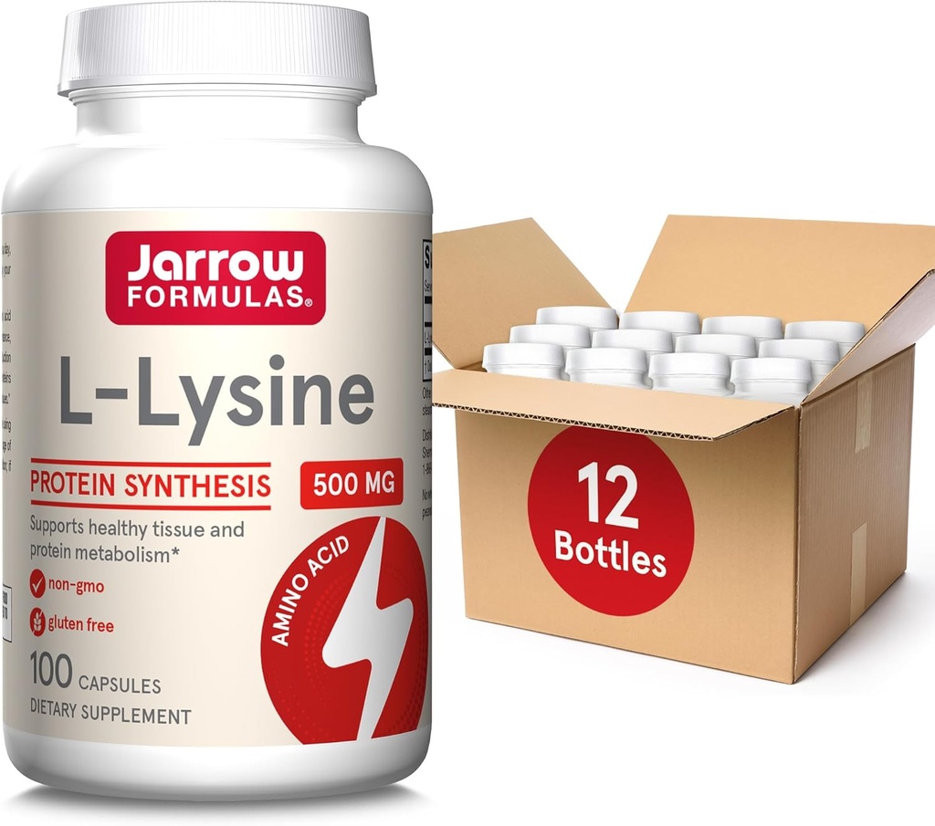 Jarrow valemid L-Lysine 500 mg - 100 kapslit - Essentsiaalne aminohape valkude metabolismiks - toidulisand - kuni 100 serveerimist (12. pakk)