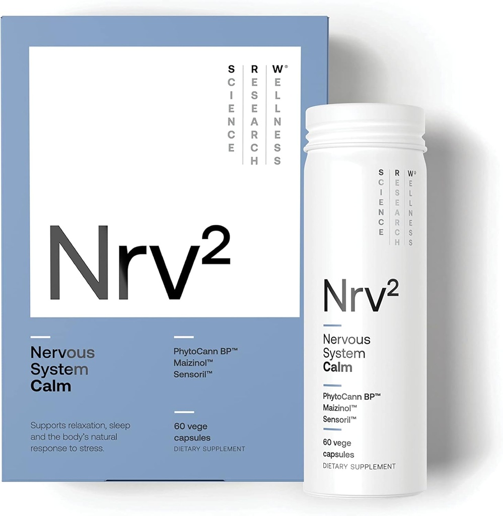 SRW Laboratories Nrv2 Calm | Stress & Sleep Supplement | Stress Relief Supplement | Toetab Närvisüsteemi & Stress Response, Calmness, Puhkus & Lõõgastus | 60 kapslit