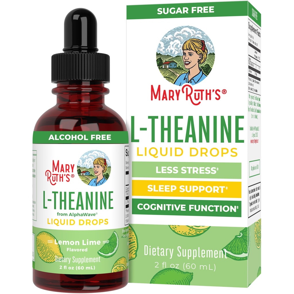 MaryRuthi L Theanine 200mg Vedelik tilgad | Meeleolutugi täiskasvanutele ja lastele | Fookuslisand | Natural Sleep Support | Vegan | Non-GMO | Gluteenivaba | 30 Servings